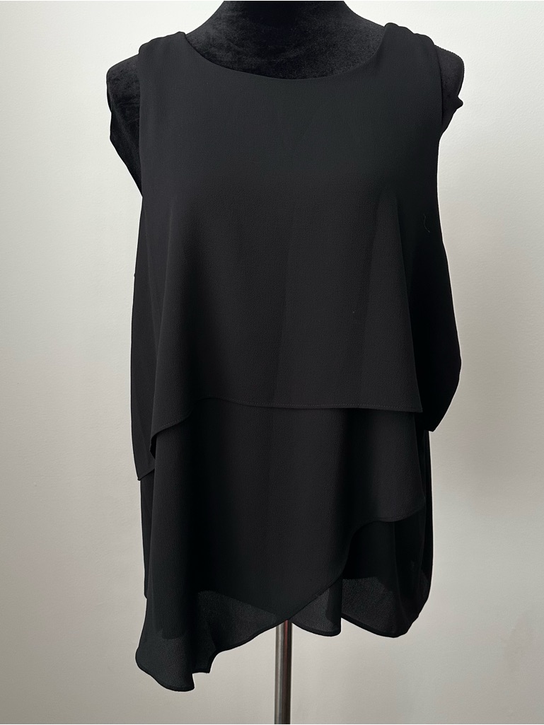 Vince Camuto Black Sleeveless Layered Chiffon Blouse